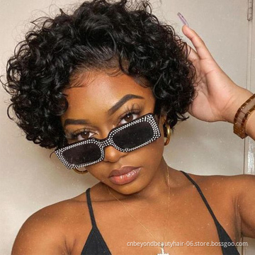 Short Curly Pixie Cut Wig 13x1 Transparent Lace Front Human Hair Wigs for Black Women Cheap Pre Plucked Natural Hairline
